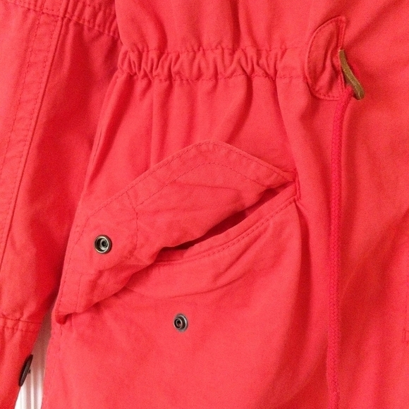 Gap Lightweight Zip & Button Front Hooded Utility Cargo Jacket Hot Coral Pink XS - Picture 9 of 16